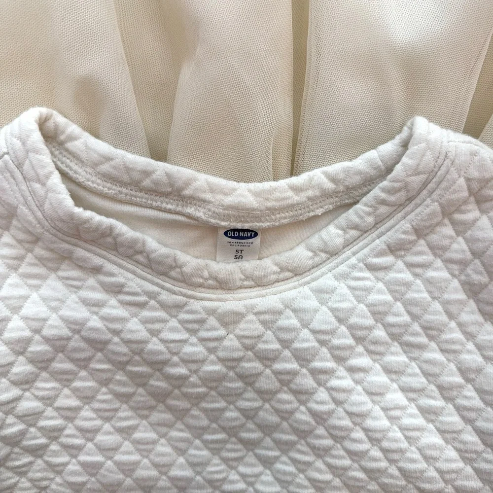 Old Navy Cream Quilted Top Tulle Skirt Dress‎ Baby Toddler Girls 5T